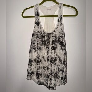 Express Sequin Snakeskin Print Racerback Tank Top Black and White Size Small-G